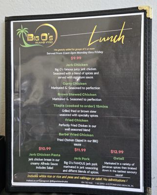 Menu photo 2 Big O’s Island Vybz Pompano Beach, FL