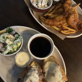 Culinary Dropout - Shaved Prime Rib Dip* Beer Battered Fish & Chips - New American Near Me - Dallas, Texas Culinary Dropout - Shaved Prime Rib Dip* Beer Battered Fish & Chips - New American Near Me - Dallas, Texas
