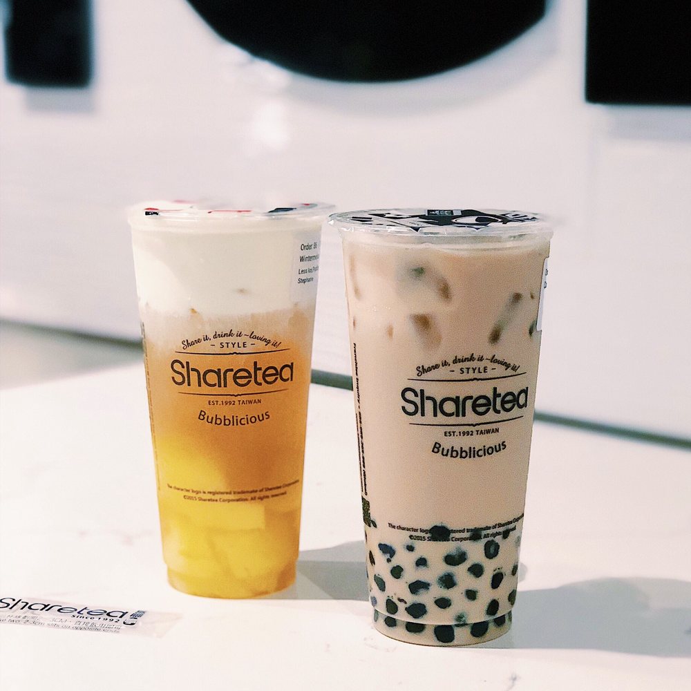 Sharetea - Winter Melon Crema with egg pudding (left) and Pearl Milk Tea (right) - Bubble Tea Near Me - Beaverton, Oregon Sharetea - Winter Melon Crema with egg pudding (left) and Pearl Milk Tea (right) - Bubble Tea Near Me - Beaverton, Oregon