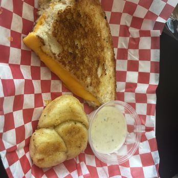 Tony's Seafood Restaurant - 1/2 grilled cheese, garlic knot and sample cup - Seafood Near Me - Cedar Key, Florida