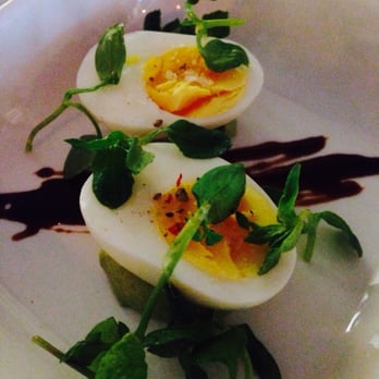 Prubechu - EGG with carmalized soy, fluff of creamy avocado, chickweed, and Iranajan salt - Guamanian Near Me - San Francisco, California