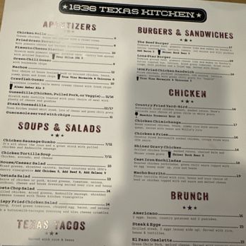 1836 Texas Kitchen - Menu - Bars Near Me - Tyler, Texas