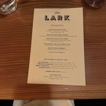 The Lark - Dessert menu - New American Near Me - Santa Barbara, California The Lark - Dessert menu - New American Near Me - Santa Barbara, California