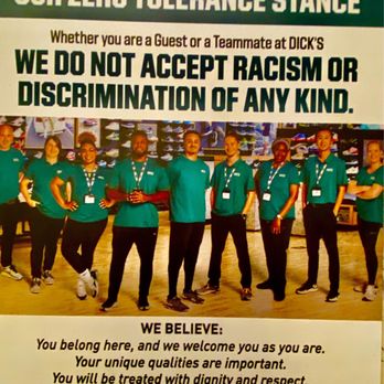 DICK'S Sporting Goods - Dick's Zero Tolerance Stance-for both customers and teammates-10/2023 - Sports Wear Near Me - Chicago, Illinois