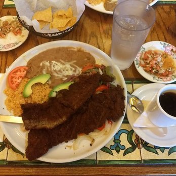 Azteca Mexican Restaurant - steak milanesa: CFS, avocado, rice, beans, peppers, onions, and more peppers - Mexican Near Me - Charlotte, North Carolina