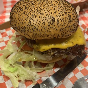 Chip's Old Fashioned Hamburgers - 1/2 Lb Cheddar Burger cooked Medium. - Fish & Chips Near Me - Plano, Texas Chip's Old Fashioned Hamburgers - 1/2 Lb Cheddar Burger cooked Medium. - Fish & Chips Near Me - Plano, Texas