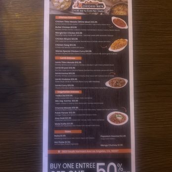 Manas Indian Cuisine - The menu - Indian Near Me - Los Angeles, California