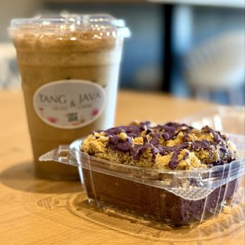 Tang & Java - Iced Banana Latte and Ube Toasted Coconut Coffeecake - Gelato Near Me - Woodland Hills, California