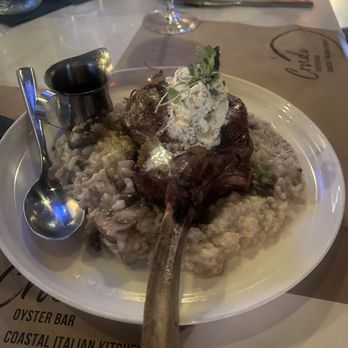 Crudo Smithfield - Veal chop with mushroom risotto - Seafood Near Me - Smithfield, Rhode Island