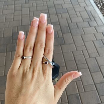 Verra Nail Bar - first visit, pink french square - Nail Salons Near Me - Buckeye, Arizona