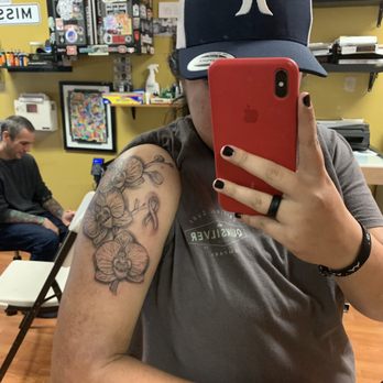 Street Dreams - this second one was by Joel, orchids, and cancer symbol. - Tattoo Near Me - San Francisco, California Street Dreams - this second one was by Joel, orchids, and cancer symbol. - Tattoo Near Me - San Francisco, California