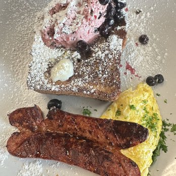 True Flavors Diner - Roast blueberry French toast with chicken sausage and eggs. I ate IT ALL! Nothing was too sweet or salty. This is how you brunch. - Diners Near Me - Durham, North Carolina True Flavors Diner - Roast blueberry French toast with chicken sausage and eggs. I ate IT ALL! Nothing was too sweet or salty. This is how you brunch. - Diners Near Me - Durham, North Carolina
