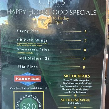 Citrus Grill & Lounge - Happy hour menu - Mediterranean Near Me - Henderson, Nevada