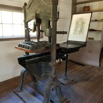 New Echota Historic Site - Printer press that was the kind used by the Cherokee for their newspaper - Landmarks & Historical Buildings Near Me - Calhoun, Georgia New Echota Historic Site - Printer press that was the kind used by the Cherokee for their newspaper - Landmarks & Historical Buildings Near Me - Calhoun, Georgia