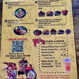 Menu as of June 2026 Menu as of June 2026