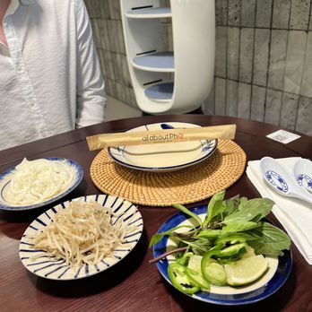 All About Pho - Some items brought to us by All About Pho's friendly robot! - Vietnamese Near Me - Cerritos, California