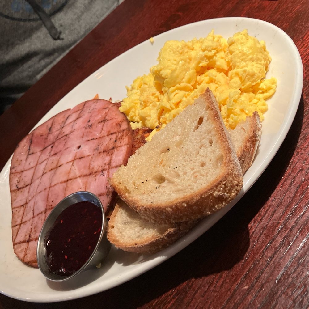 Edina Grill - American Breakfast : Scrambled eggs, ham and toast. - American Near Me - Edina, Minnesota Edina Grill - American Breakfast : Scrambled eggs, ham and toast. - American Near Me - Edina, Minnesota