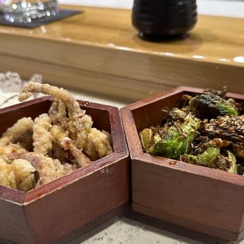 Heian - geso karaage & brussels sprout appetizers - Sushi Bars Near Me - McKinney, Texas