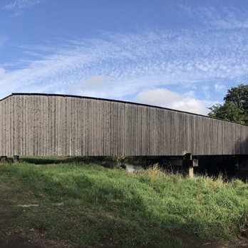 Grays River Covered Bridge - View from a small dirt parking area adjacent to the bridge - Landmarks & Historical Buildings Near Me - Grays River, Washington
