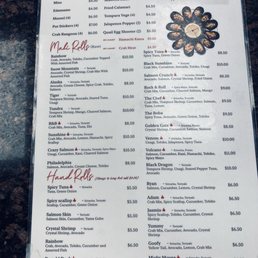 Sushi menu