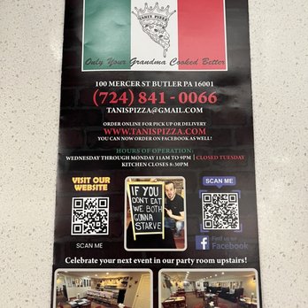 Tani's Pizza - Menu - Italian Near Me - Butler, Pennsylvania