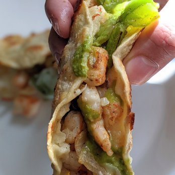 Mariscos El Governador - Al Governador Taco: shrimp, cheese, bell pepper, and onion on crispy taco. - Mexican Near Me - Anaheim, California