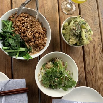 Plenty of Clouds - Big bowl: noodles. Medium bowl: dumplings. Small bowl: green tomatoes. - Asian Fusion Near Me - Seattle, Washington Plenty of Clouds - Big bowl: noodles. Medium bowl: dumplings. Small bowl: green tomatoes. - Asian Fusion Near Me - Seattle, Washington