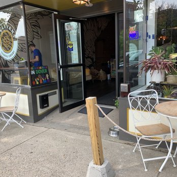 Gallivant Global Eatery - Outside of Gallivant Global Eatery.  Seating at two tables for two. - Breakfast & Brunch Near Me - Dover, New Hampshire