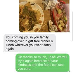 Los Comales - Correspondence with Jose noting his generous offer