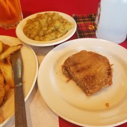 Thistle Fish & Chips - Mushy peas, deep fried slice of haggis