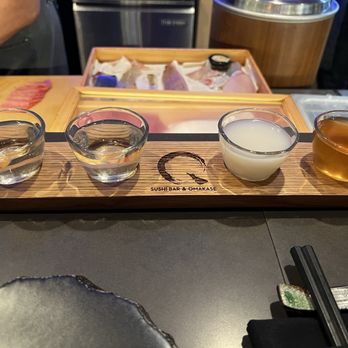 Q Sushi Bar & Omakase - Sake flight - Sushi Bars Near Me - Chicago, Illinois Q Sushi Bar & Omakase - Sake flight - Sushi Bars Near Me - Chicago, Illinois