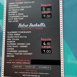 Retro Sno - Menu