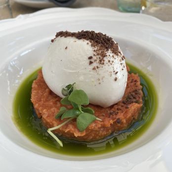 Terra - Burrata with a tomato soup soaked bread base - Italian Near Me - Santa Clara, California Terra - Burrata with a tomato soup soaked bread base - Italian Near Me - Santa Clara, California