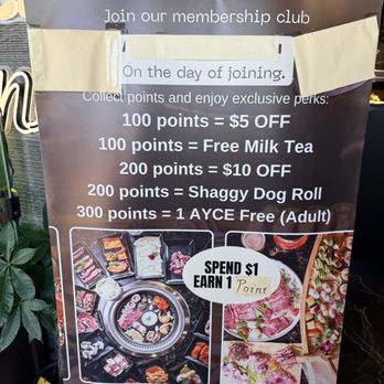 Yama Kitchen - Points system poster - Korean Near Me - Pasadena, Texas