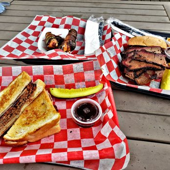 ButcherBobs BBQ - Can't beat my meatloaf sandwich,  signature BBQ brisket sandwich and jalapeño poppers wrapped in bacon. Everything was delicious. - Barbeque Near Me - Mountain Top, Pennsylvania