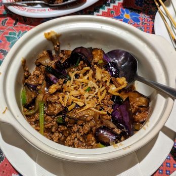 Malay Restaurant - Eggplant with minced pork and a hint of shrimp. - Malaysian Near Me - Flushing, New York Malay Restaurant - Eggplant with minced pork and a hint of shrimp. - Malaysian Near Me - Flushing, New York