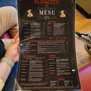 Audacity British Style Pub - Food menu (May 2024) - Pubs Near Me - Manchester, Connecticut Audacity British Style Pub - Food menu (May 2024) - Pubs Near Me - Manchester, Connecticut