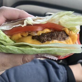 In-N-Out Burger - A sad double Double-Double protein style with grilled onion - Fast Food Near Me - Fresno, California In-N-Out Burger - A sad double Double-Double protein style with grilled onion - Fast Food Near Me - Fresno, California