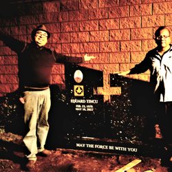 Acropolis West Designs - Eduard's  Monument and the Artist Eduard, with Ed's family best compliments for the wonderful state of art work achievement.
