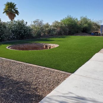 AZ Turf and More - They put pavers around the hole where the trampoline will go. - Artificial Turf Near Me AZ Turf and More - They put pavers around the hole where the trampoline will go. - Artificial Turf Near Me