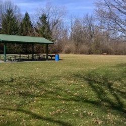 Windsor Village Park - a shelter stands on the west end of the park near the street