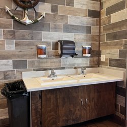 Stinkin Crawfish - North Hills - You can wash your hands when eating seafood boil and you don't have to get door handles dirty.  Lovely feature :))