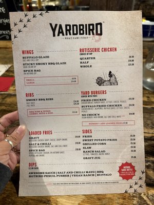 Menu photo 1 Yard Bird Belfast, BFS