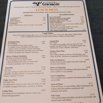 La Cocina de Consuelo - Lunch menu - Mexican Near Me - Austin, Texas