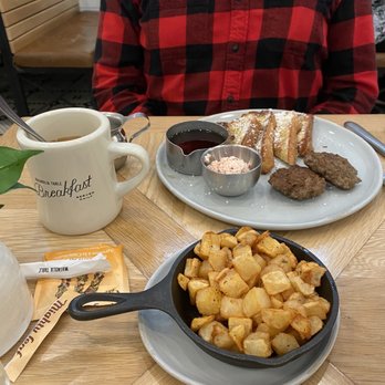 Magnolia Table - French toast with strawberry butter, sausage, breakfast potatoes - Breakfast & Brunch Near Me - Waco, Texas Magnolia Table - French toast with strawberry butter, sausage, breakfast potatoes - Breakfast & Brunch Near Me - Waco, Texas