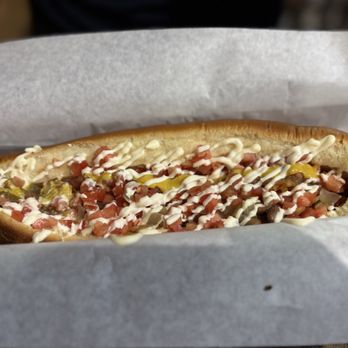 Sonora Grill - The Heartbreaker Hotdog in its big bun! - Mexican Near Me - Moreno Valley, California