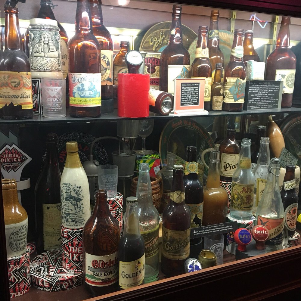 Pike Brewing Company - Beer relics in display cases - Brewpubs Near Me - Seattle, Washington