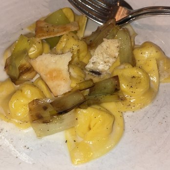 Scarpetta - Ravioli cacio e peppe. Brown butter. Leeks. Yummy but cold & small - Italian Near Me - New York, New York Scarpetta - Ravioli cacio e peppe. Brown butter. Leeks. Yummy but cold & small - Italian Near Me - New York, New York