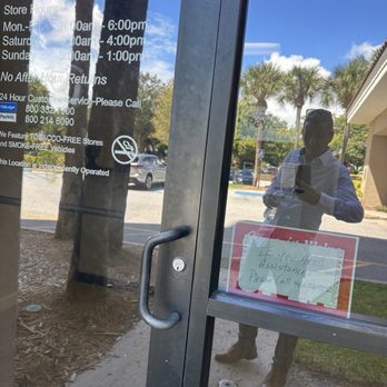 Budget Rent A Car - Hours are shown on left, but really they are not open and you call number on paper on right and hope he's nearby. - Car Rental Near Me - Orlando, Florida Budget Rent A Car - Hours are shown on left, but really they are not open and you call number on paper on right and hope he's nearby. - Car Rental Near Me - Orlando, Florida