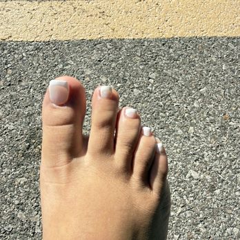 Polished Nail Salon - Rt Big Toe added acrylic, chunky French tip. - Nail Salons Near Me - Oklahoma City, Oklahoma